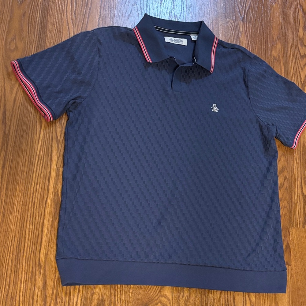 Original Penguin Navy Polo with Red Trim